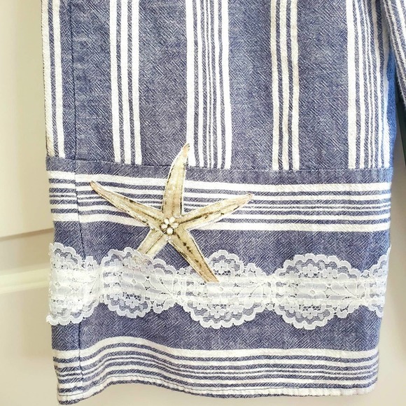 UPCYCLED Upscaled Boho‎ Beach Themed Cotton Linen Capris Size Small Bloomers - Picture 7 of 14